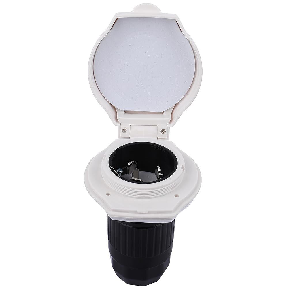 50 Amp 125 250v Power Cord Twist Electrical Lock Boat Rv Marine Inlet With Indicator Light White