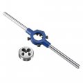 Uxcell Round Die Stock Handle Wrench Set 5 16-18 Unc Threading And 25mm Holder Fits 16mm-25mm Od M7-m8 Adjustable For Bolt