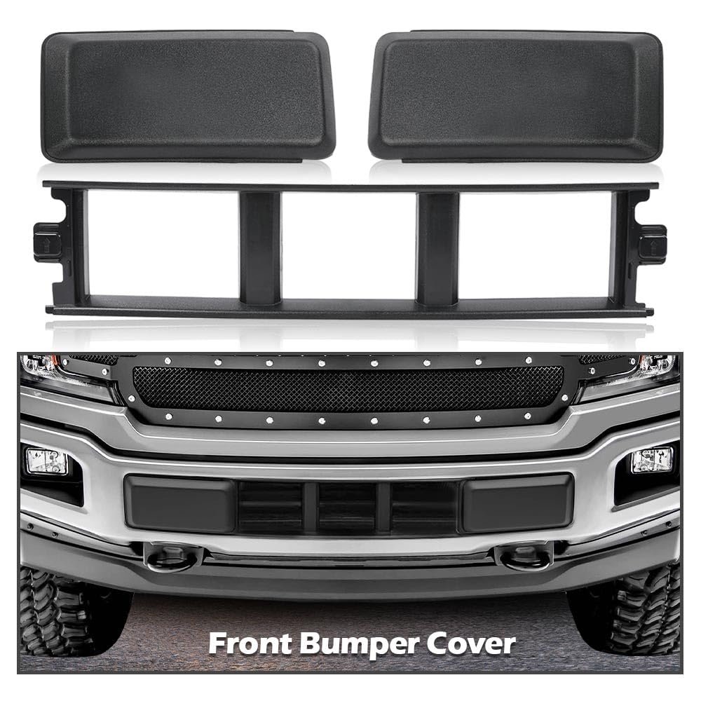 Front Bumper Lower Center Cover And Guards Pads End Caps For Ford F150 2018 2019 2020 Black Abs Plastic Replace Jl3z17b968bb