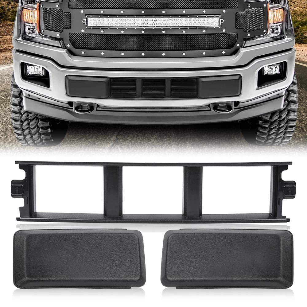 Front Bumper Lower Center Cover And Guards Pads End Caps For Ford F150 2018 2019 2020 Black Abs Plastic Replace Jl3z17b968bb