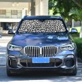 Summer Car Windshield Sun Shade Black Leopard Print Visor For Uv Rays And Heat Protection Animals White Blocks Foldable Shield