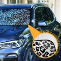 Summer Car Windshield Sun Shade Black Leopard Print Visor For Uv Rays And Heat Protection Animals White Blocks Foldable Shield