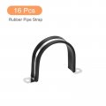 Uxcell 16pcs 63mm 2-1 2 Cable Clamp Rubber Pipe Strap Cushioned 304 Stainless Steel Hose U Shape Metal Tube Holder For Wire