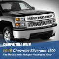 Auto Dynasty Factory Style Halogen Headlight Lamp Compatible With Chevy Silverado 1500 2014-2015 Passenger Right Side Chrome