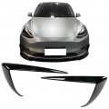 Ikon Motorsports Fog Light Trims For 2020-2023 Tesla Model Y Gloss Black Style Abs Plastic Driver Passenger Side Lamp