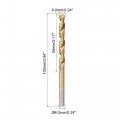 Uxcell 6 2mm Drill Bits High Speed Steel Straight Shank 100mm Length Twist Bit Fully Ground Titanium Coated 2 Pcs