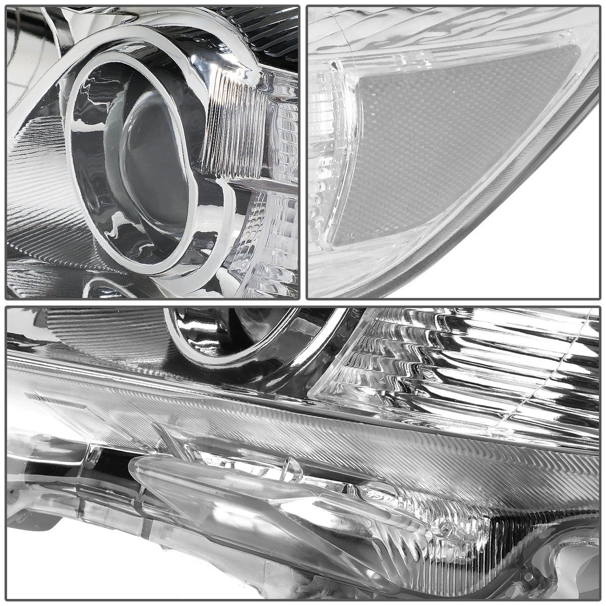 Auto Dynasty Chrome Housing Clear Corner Projector Headlight Lamps Tool Kit For Camry 10-11