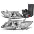 Auto Dynasty Chrome Housing Clear Corner Projector Headlight Lamps Tool Kit For Camry 10-11 
