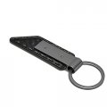 Ipick Image Compatible With Honda Civic Gunmetal Black Gray Metal Plate Carbon Fiber Texture Leather Key Chain