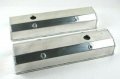 Tall Fabricated Aluminum Valve Covers For Chevy 283 350 400 Engines Polished Finish 3 375 In Height With Baffled Breather Holes 