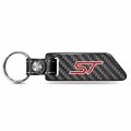 Ipick Image For Ford Focus St 100 Real Carbon Fiber Blade Style With Black Leather Strap Key Chain