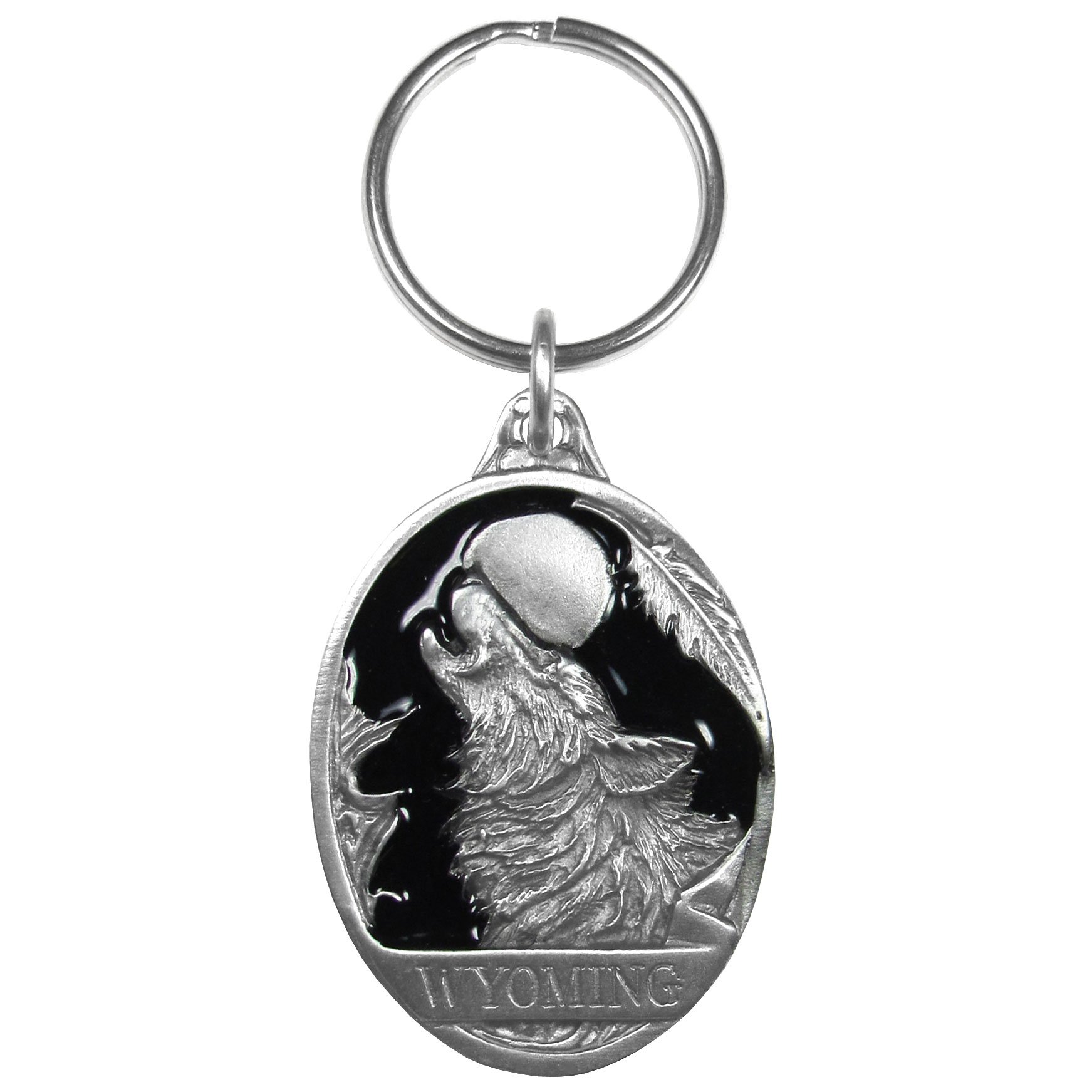 Siskiyou Automotive Rk312e Metal Key Chain Wyoming Wolf Enameled Details