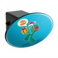 Gumby In Santa Hat With Gifts Here Comes The Fun Oval Tow Trailer Hitch Cover Plug Insert