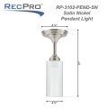 Recpro Rv 12v Pendant Ceiling Light Satin Nickel Finish With Frosted Acrylic Cylinder 3500k Durable Metal Base Long Lasting Led