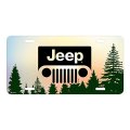 Jeep Grill Logo Green Forrest Sillhouette Graphic Special Aluminum Metal License Plate Official Licensed