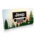 Jeep Grill Logo Green Forrest Sillhouette Graphic Special Aluminum Metal License Plate Official Licensed