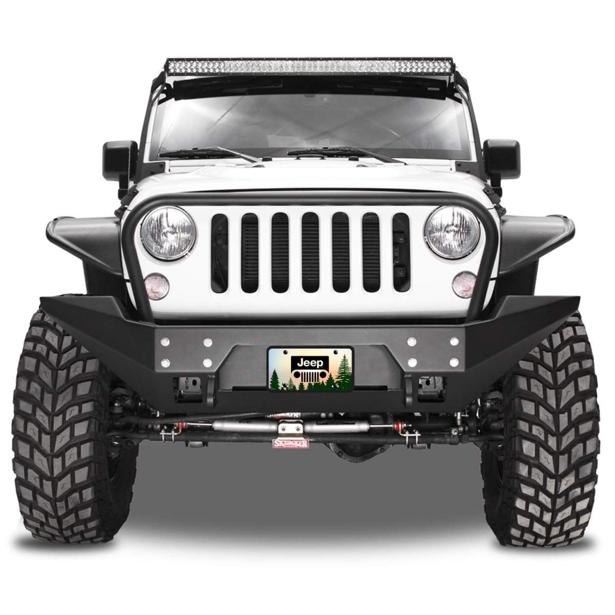 Jeep Grill Logo Green Forrest Sillhouette Graphic Special Aluminum Metal License Plate Official Licensed
