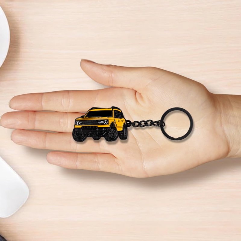 Tectico Car Keychain Accessories Metal For Bronco Sport 2021 2022 2023 Key Chain Men Women Family Present Yellow