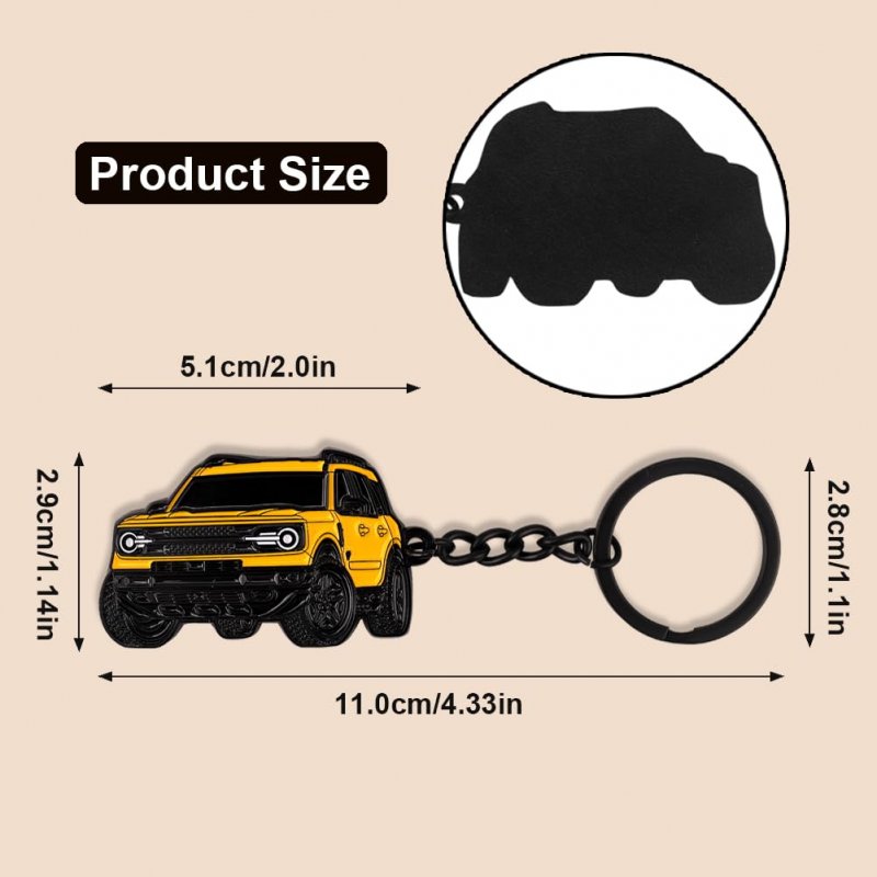 Tectico Car Keychain Accessories Metal For Bronco Sport 2021 2022 2023 Key Chain Men Women Family Present Yellow