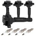 4 Ignition Coils With Iridium Spark Plugs 3 Pins Packs Fits For Mercedes-benz C230 2003-2005 Coil And Replaces Uf555