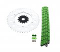 Kawasaki Kdx200 200 Kdx220 220 Green Chain Sprocket Silver 14 47 110l