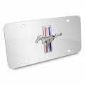 Ipick Image For Ford Mustang Tri-bar 3d Dome Logo On Mirror Chrome Stainless Steel License Plate