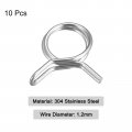 Uxcell Double Wire Spring Hose Clamp 10pcs 304 Stainless Steel 11mm Inner Dia Fit 11 8mm-12 6mm Od Fuel Line Silicone Tube