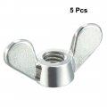 Uxcell M5 Wing Nuts Zinc Plated Fasteners Parts Screws Cymbals Butterfly Nut Silver Tone 5pcs