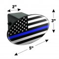 Thin Blue Line American Flag Oval Tow Trailer Hitch Cover Plug Insert