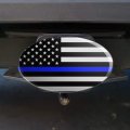 Thin Blue Line American Flag Oval Tow Trailer Hitch Cover Plug Insert