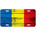 Aluminum License Plate Flag Of Romania Romanian Wood 
