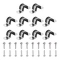 10pcs 18mm 11 16 Cable Clamp 2 Hole 304 Stainless Steel Rubber Coated Cushion Insulated Clamps U Holder Pipe Strap With 