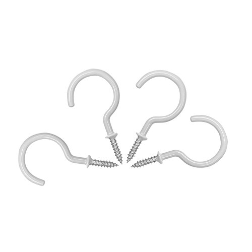 Yueton 50pcs Vinyl Coated Screw-in Ceiling Hooks Cup White