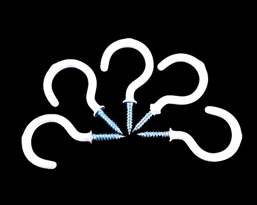 Yueton 50pcs Vinyl Coated Screw-in Ceiling Hooks Cup White