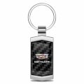 Ipick Image For Cadillac Escalade Logo Real Black Carbon Fiber Chrome Metal Case Key Chain Keychain Exclusive Official Licensed