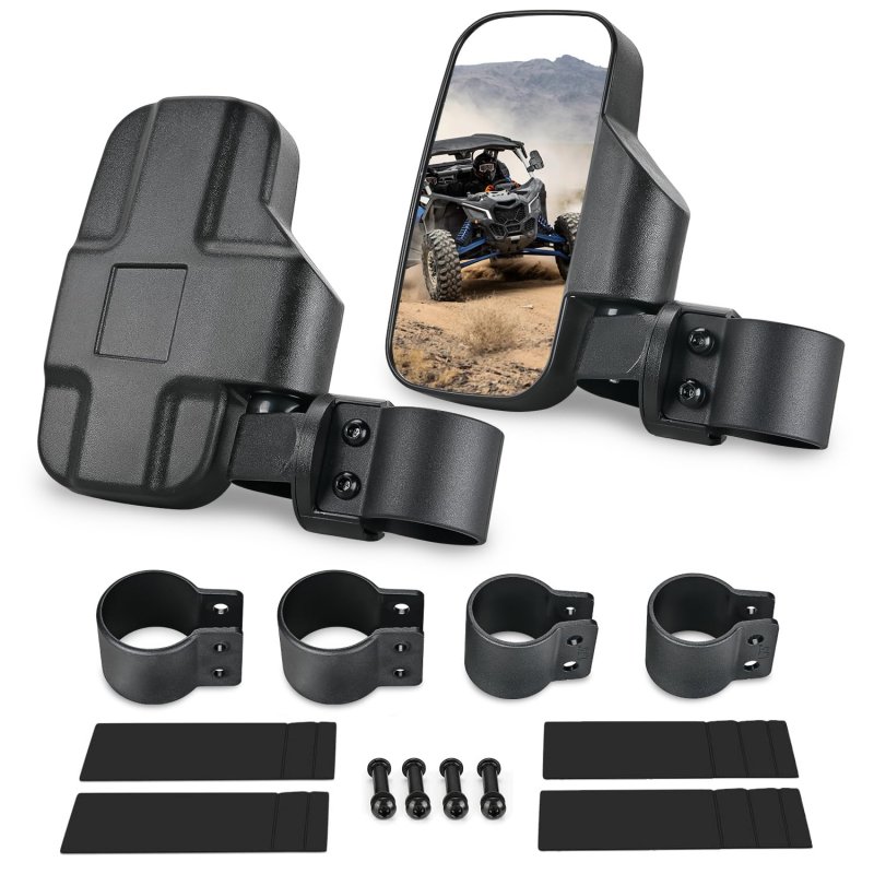 Utv Side Mirrors Offroad Rear View Universal Fit 1 6 In To 2 Round Roll Cage Bar For Rzr Ranger Maverick X3 Commander Pioneer