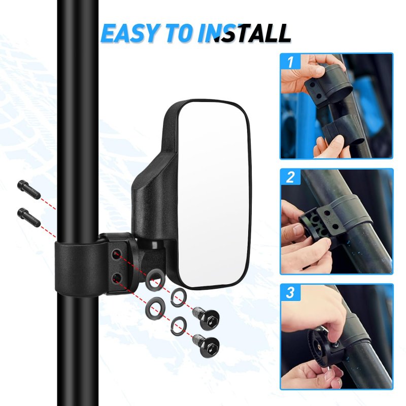 Utv Side Mirrors Offroad Rear View Universal Fit 1 6 In To 2 Round Roll Cage Bar For Rzr Ranger Maverick X3 Commander Pioneer