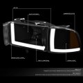 Led Drl Tinted Amber Side Headlight Corner Lamps Tool Kit Compatible With Dodge Ram Truck 94-02
