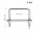 Uxcell Square U-bolts 2-3 8 60mm Inner Width 100mm Length Carbon Steel M8 With Nuts Frame Plate Round Washers 4 Set
