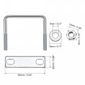 Uxcell Square U-bolts 2-3 8 60mm Inner Width 100mm Length Carbon Steel M8 With Nuts Frame Plate Round Washers 4 Set