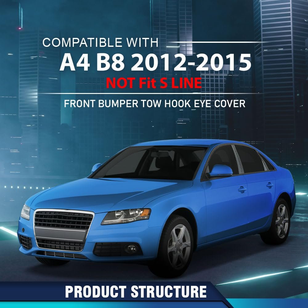 Front Bumper Tow Hook Eye Cover For Audi A4 B8 2012 2015 Facelifted Not Fit S Line Part Number 8k5807241c Black Pc Abs Material