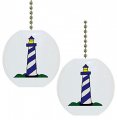 Set Of 2 Blue Lighthouse Ceramic Fan Pulls 