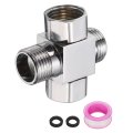 G1 2 Shower Diverter Valve 4 Way Stainless Steel Bidet Square Adapter Connector Hose Fitting Tee With Ptfe Tape For Angle 