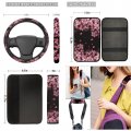 Mumeson Cherry Blossom Car Seat Covers Full Set And Steering Wheel Cover Seat Belt Car Interior Armrest Cushion Pad Of 8 Pack