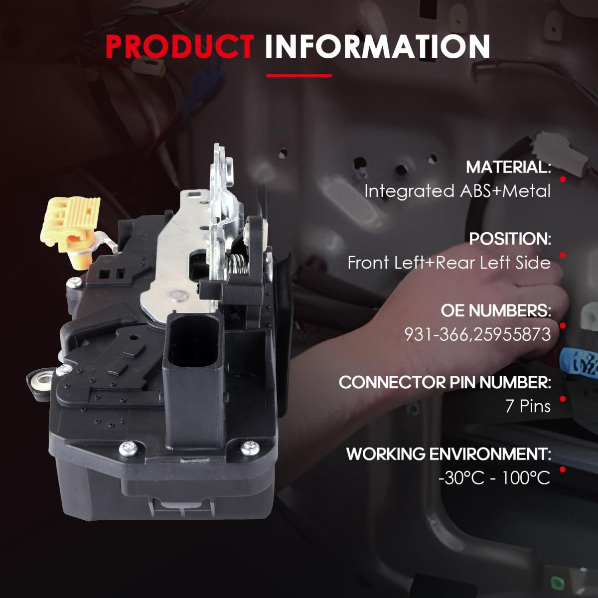 Door Latch Lock Actuator Fit 2004 2005 2006 2007 2008 For Pontiac Grand Prix Front Left Rear Side Assembly Replaces 931-366