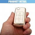 X Autohaux Silicone Smart Key Fob Case Cover For Volkswagen Tiguan 2010-2017 Shell Protector Keyless White