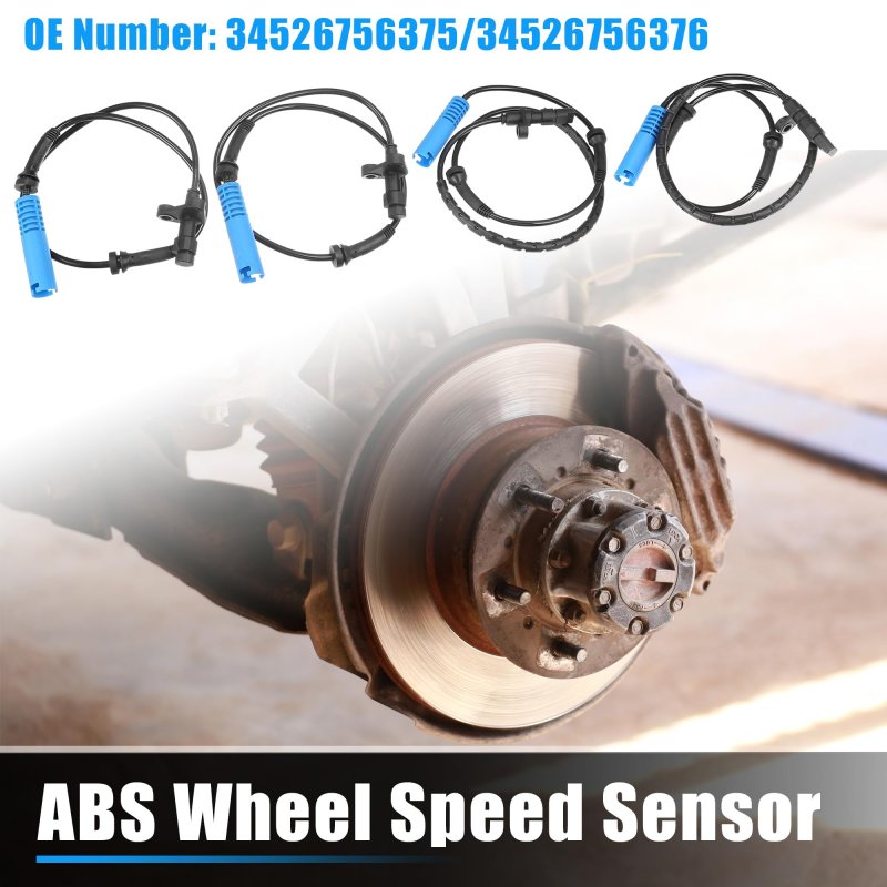 4pcs Front Rear Left Right Abs Wheel Speed Sensor For Bmw 525i 5l 2001-2003 528i 2 8l 1999-2000 No 34526756375 34526756376