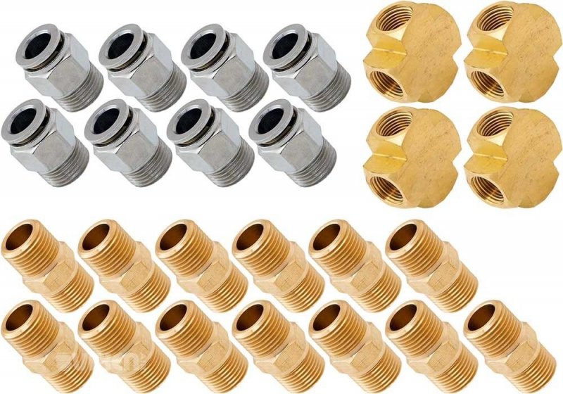 Vixen Air Set Of Fittings For Eight 3 8 Npt Valves With 50 Feet Od Line And Hose Cutter Vxk3820h