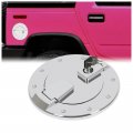 Hecasa Locking Fuel Door For 2003-2009 Hummer H2 Suv Sut Gas Cap Tank Cover Heavy Duty Aluminum Chrome Silvery Replacement 