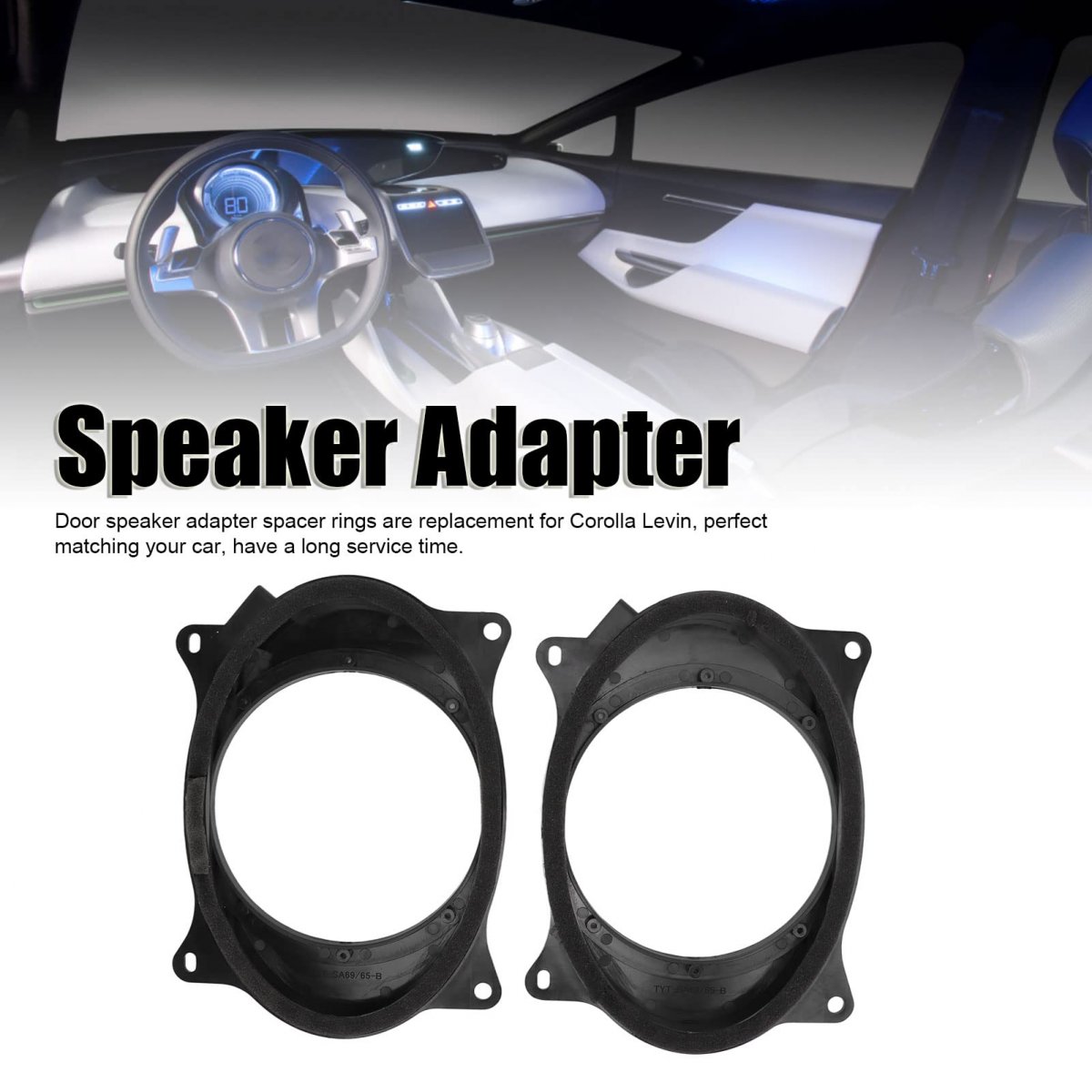 Fydun 2pcs 6 5in Car Speaker Spacers Adapter With 2 Wire Harness Black Abs Modification For Corolla Levin 6x9